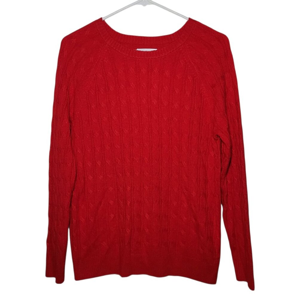 Croft & Barrow Cable Knit Sweater Red Womens Medium Preppy Cottagecore - Picture 9 of 9